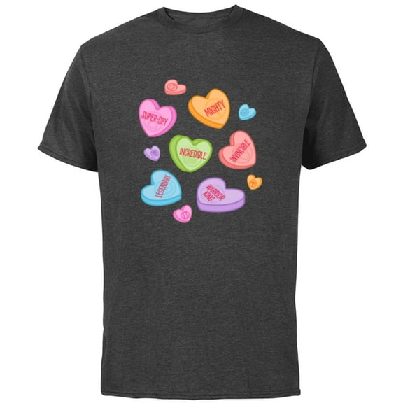 Marvel Avengers Candy Hearts Valentine's Day - Short Sleeve Cotton T-Shirt for Adults - Customized-Charcoal