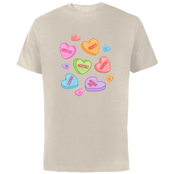 Marvel Avengers Candy Hearts Valentine's Day - Short Sleeve Cotton T-Shirt for Adults - Customized-Natural