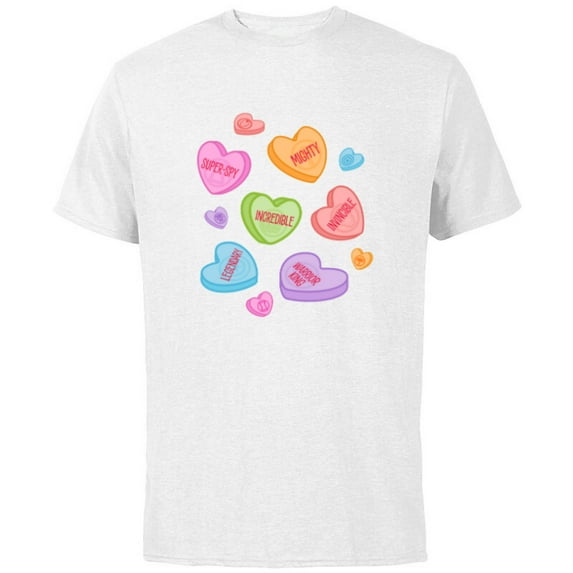 Marvel Avengers Candy Hearts Valentine's Day - Short Sleeve Cotton T-Shirt for Adults - Customized-White
