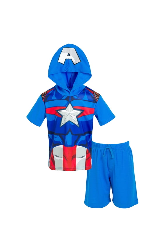Avengers Captain America Big Boys Athletic T-Shirt Mesh Shorts Outfit Set Toddler to Big Kid