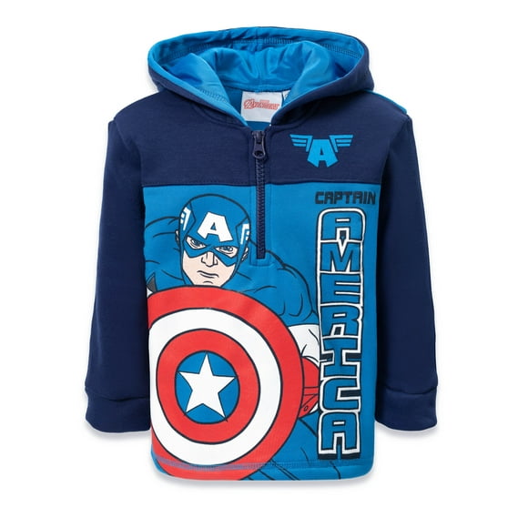 Marvel Avengers Captain America Big Boys Fleece Half Zip Hoodie Toddler to Big Kid