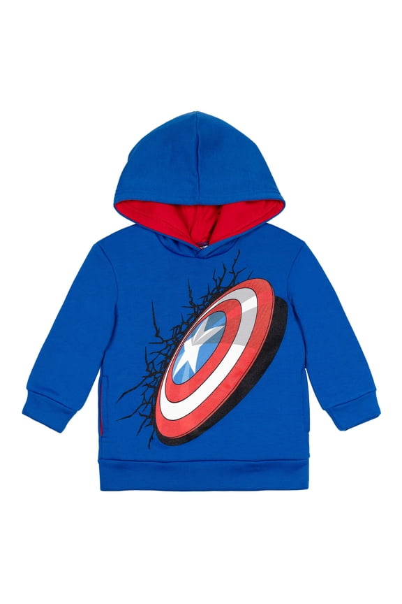 Marvel Avengers Big Boys' Graphic and Cosplay Fleece Pullover Hoodie Captain America Blue