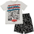 thumbnail image 1 of Marvel Avengers Captain America Big Boys T-Shirt and Shorts Outfit Set Toddler to Big Kid, 1 of 5
