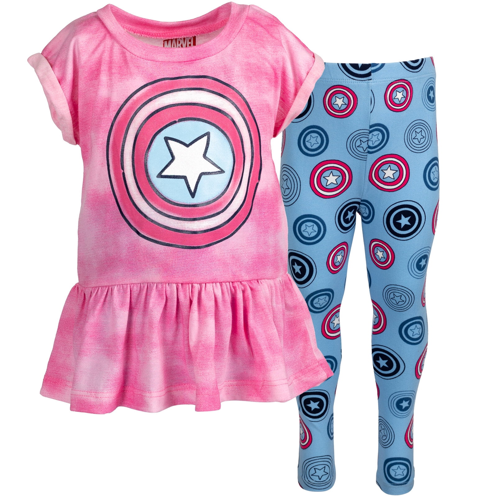 Marvel Avengers Captain America Big Girls Peplum T Shirt and Leggings Outfit Set Toddler to Big Kid 4000af67 acd5 4480 b736 9da70ee9987d.00c86552a5145406bddbbd75b042a9cf