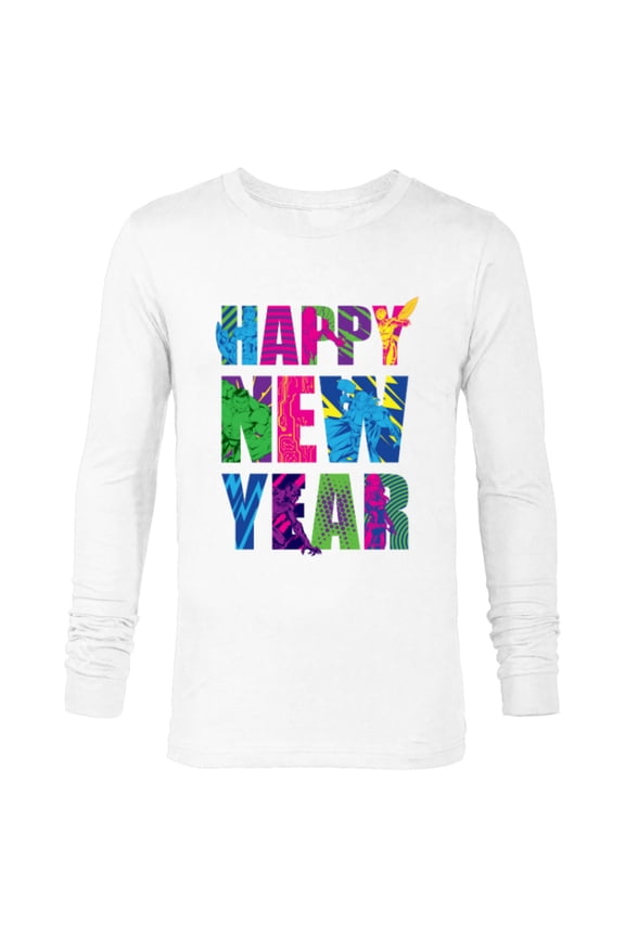 Avengers Captain America Iron Man Hulk Happy New Year - Long Sleeve T-Shirt for Men - Customized-White