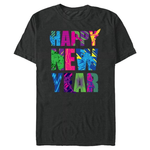 Marvel Avengers Captain America Iron Man Hulk Happy New Year - Short Sleeve Blended T-Shirt for Adults - Customized-Dark Heather