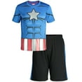 thumbnail image 1 of Marvel Avengers Captain America Little Boys' Athletic T-Shirt & Mesh Shorts Set, Blue (12), 1 of 3