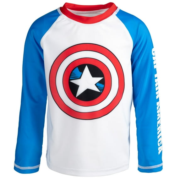 Marvel Avengers Captain America Little Boys Pullover Rash Guard Toddler to Big Kid