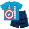 thumbnail image 1 of Marvel Avengers Captain America Little Boys T-Shirt and MeshShorts Outfit Set Toddler to Big Kid, 1 of 5