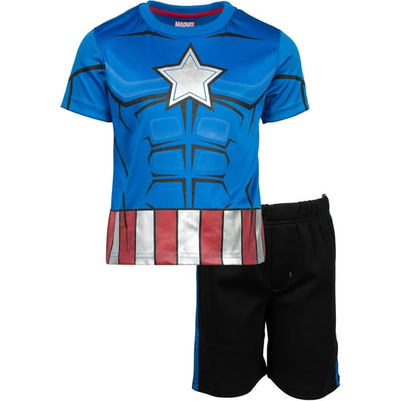 Marvel Avengers Captain America Little Boys T-Shirt and Shorts Outfit Set Toddler to Big Kid
