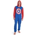 thumbnail image 1 of Marvel Avengers Captain America Mens Fleece Zip Up Pajama Coverall Adult, 1 of 4