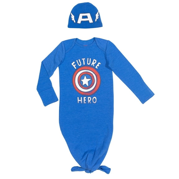 Marvel Avengers Captain America Sleeper Gown and Hat Newborn to Infant