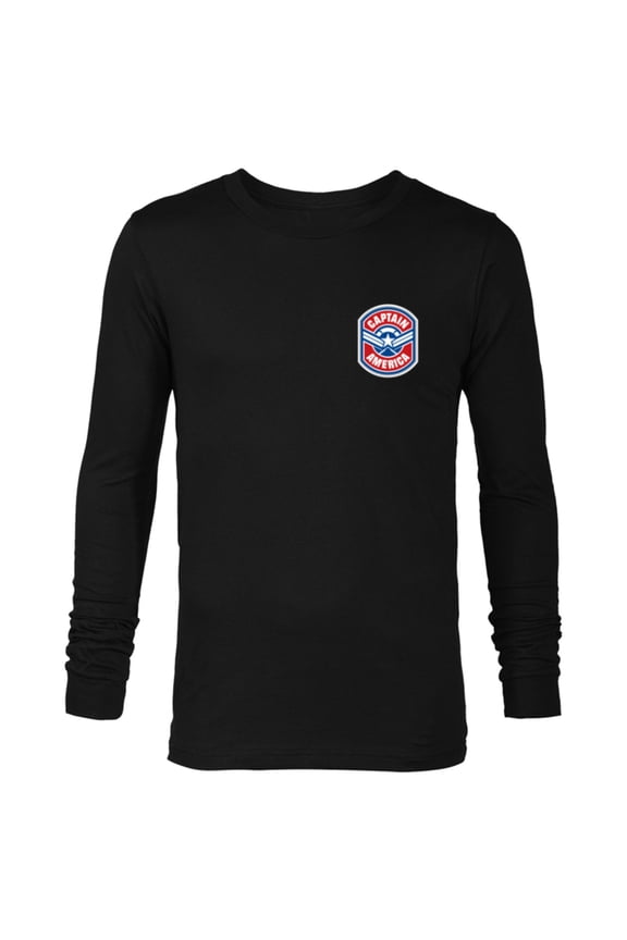 Avengers Captain America Star and Stripes Icon Round - Long Sleeve T-Shirt for Men - Customized-Black