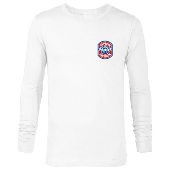 Marvel Avengers Captain America Star and Stripes Icon Round - Long Sleeve T-Shirt for Men - Customized-White