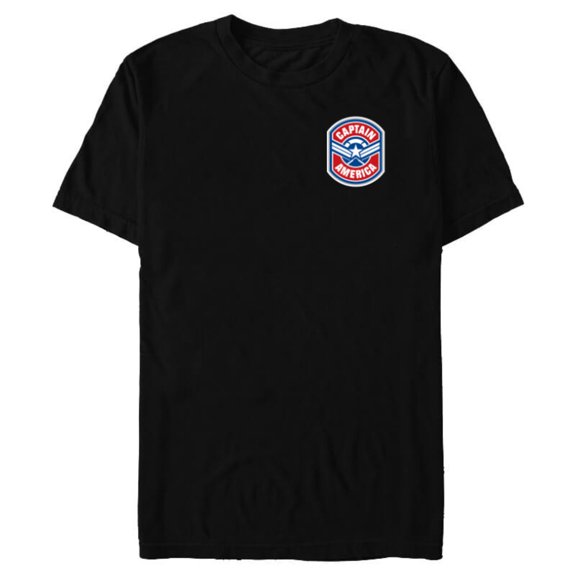 Marvel Avengers Captain America Star and Stripes Icon Round - Short Sleeve Blended T-Shirt for Adults - Customized-Black