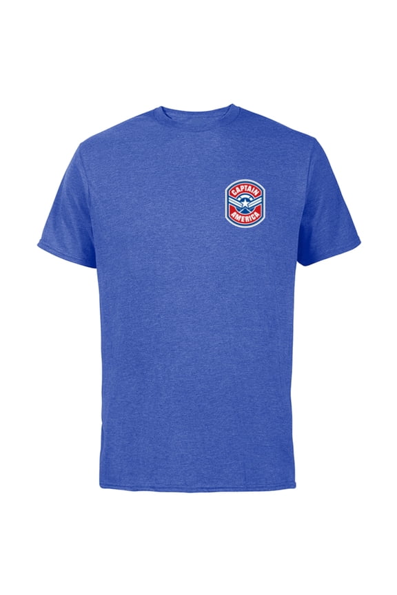Avengers Captain America Star and Stripes Icon Round - Short Sleeve Cotton T-Shirt for Adults - Customized-Royal Heather