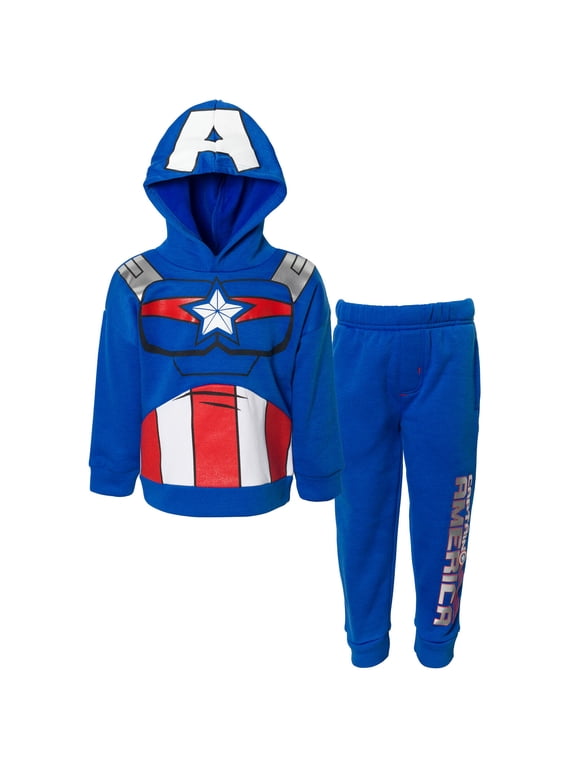 Avengers Toddler Boy or Girl Cosplay Fleece Hoodie and Pants Set Captain America Blue