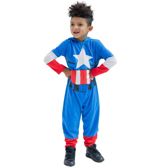 Marvel Avengers Captain America Toddler Boys Zip Up Cosplay Coverall