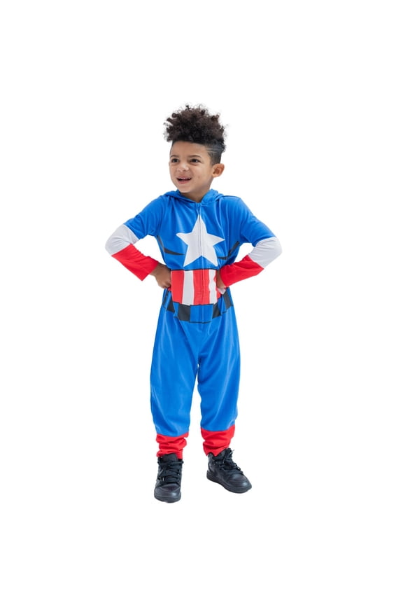 Avengers Toddler Boy or Girl Cosplay Hooded One Piece Captain America Blue