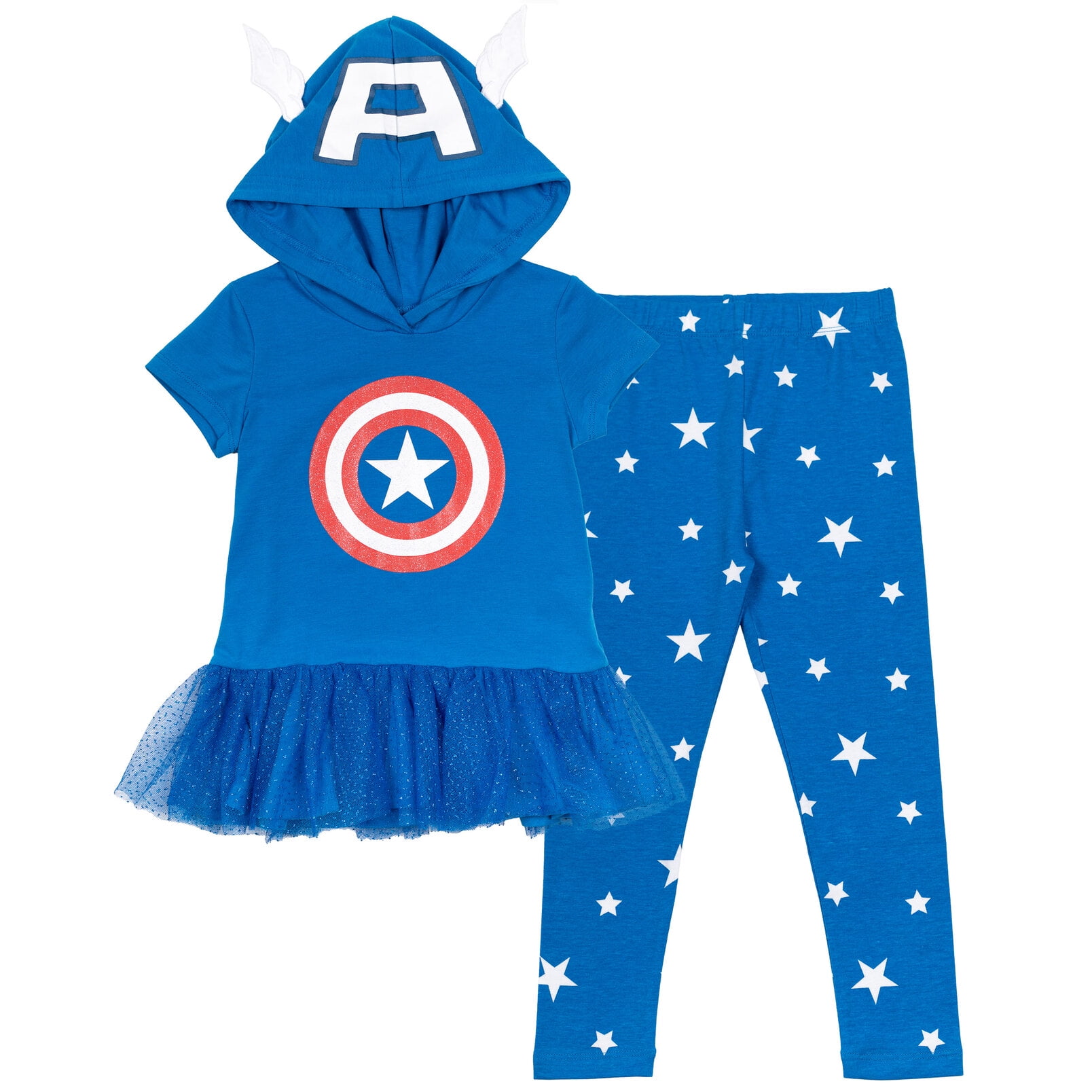 Marvel Avengers Captain Set Outfit Leggings and Toddler America T-Shirt Girls