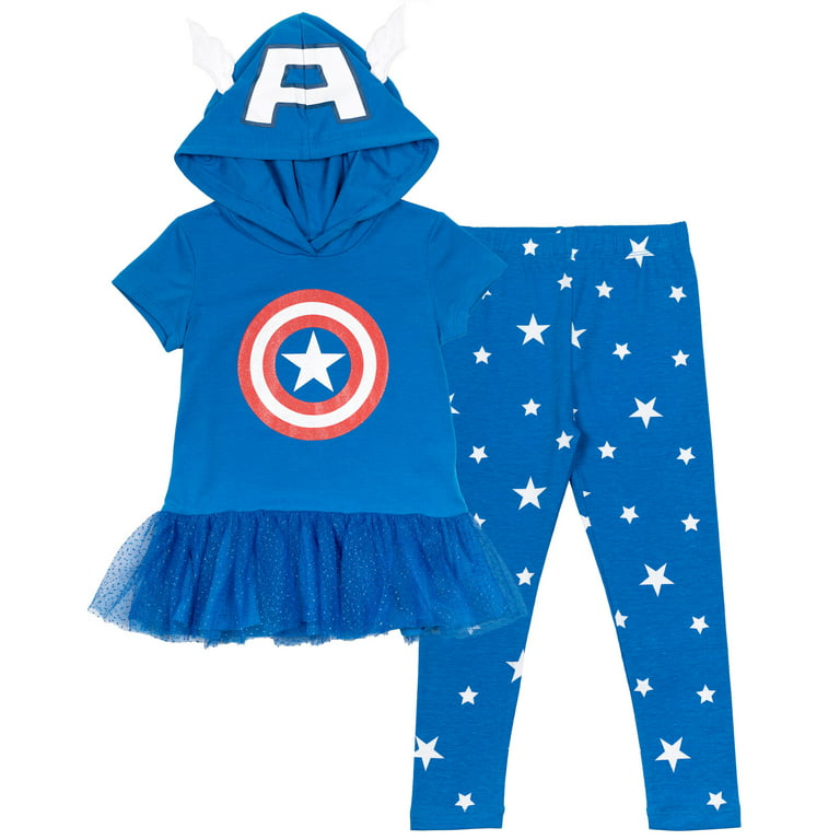 Marvel America Outfit Girls and Avengers Set Leggings Captain Toddler T-Shirt