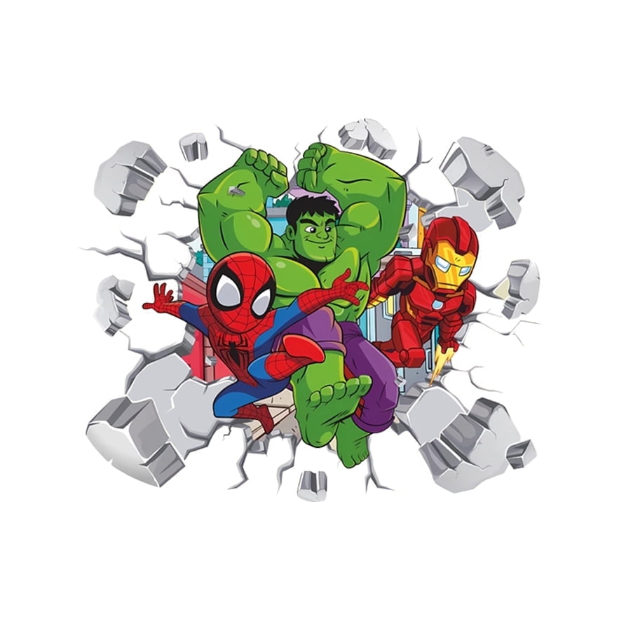 Avenger Cartoon Theme 3D Wall Decals,BedroomLiving Roomand Study Wall Background Decoration Stickers for Kids.