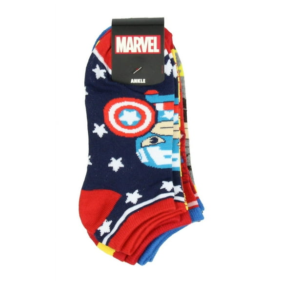 Marvel Avengers Chibi Superhero Characters Ankle No Show Socks 5 Pair