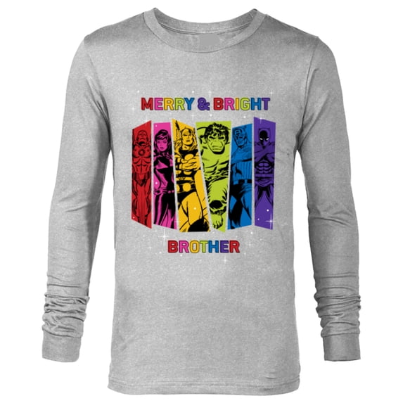 Marvel Avengers Christmas Family Trip Merry & Bright Brother - Long Sleeve T-Shirt for Men - Customized-Athletic Heather