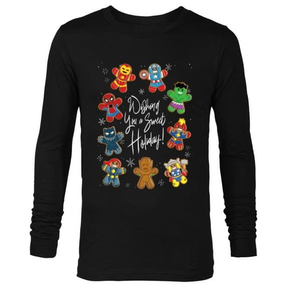 Marvel Avengers Christmas Gingerbread Wishing Sweet Holiday - Long Sleeve T-Shirt for Men - Customized-Black