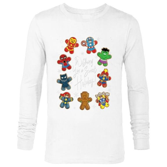 Marvel Avengers Christmas Gingerbread Wishing Sweet Holiday - Long Sleeve T-Shirt for Men - Customized-White