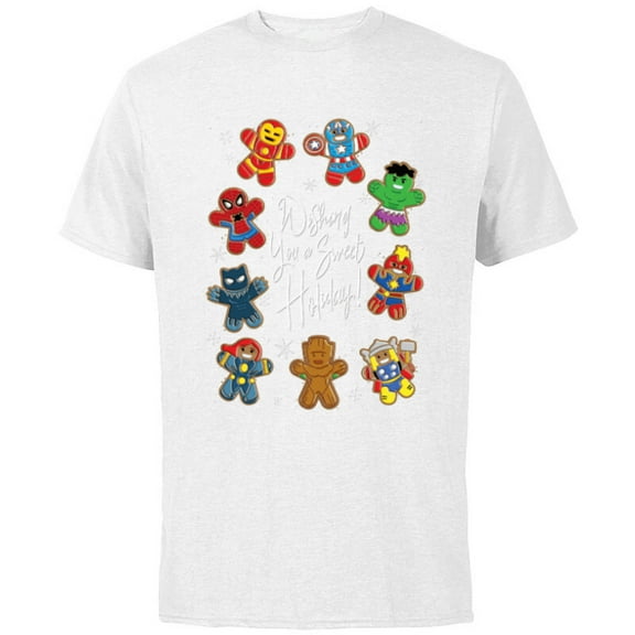 Marvel Avengers Christmas Gingerbread Wishing Sweet Holiday - Short Sleeve Cotton T-Shirt for Adults - Customized-White