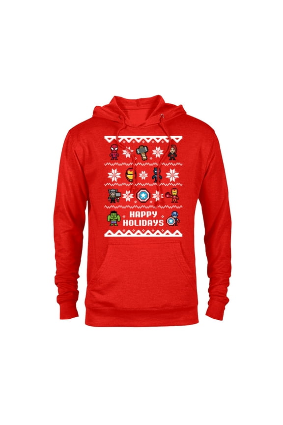 Avengers Christmas Sweater Happy Holidays Standard - Pullover Hoodie for Adults – Customized-Red Heather