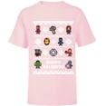 thumbnail image 1 of Marvel Avengers Christmas Sweater Happy Holidays Standard - Short Sleeve T-Shirt for Kids – Customized-Soft Pink, 1 of 5
