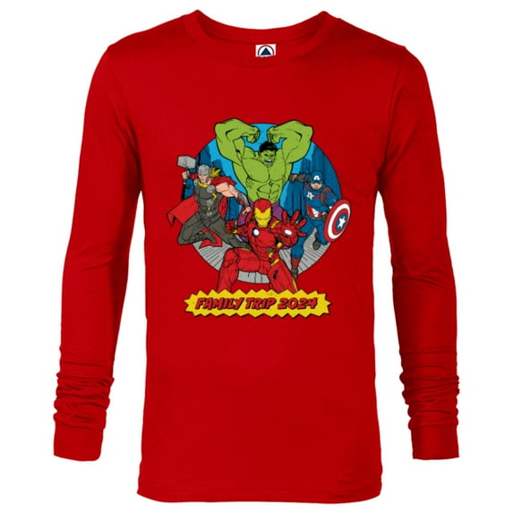 Marvel Avengers City Scene Super Hero Family Trip 2024 - Long Sleeve T-Shirt for Men - Customized-New Red
