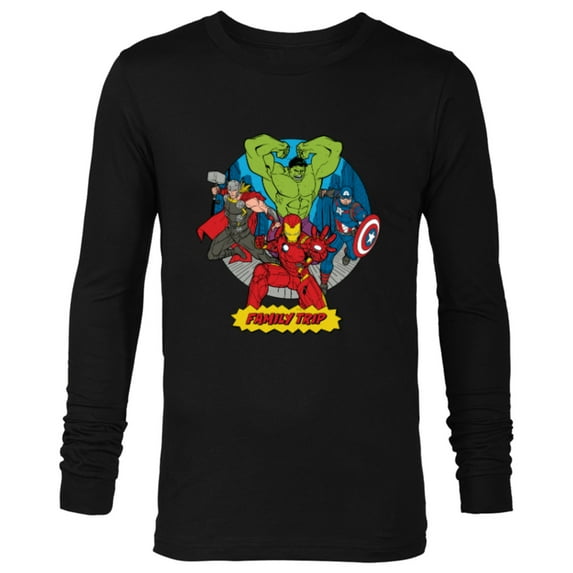 Marvel Avengers City Scene Super Hero Family Trip - Long Sleeve T-Shirt for Men - Customized-Black