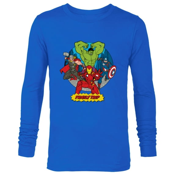 Marvel Avengers City Scene Super Hero Family Trip - Long Sleeve T-Shirt for Men - Customized-Navy