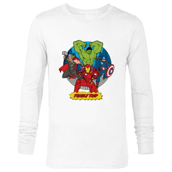 Marvel Avengers City Scene Super Hero Family Trip - Long Sleeve T-Shirt for Men - Customized-White