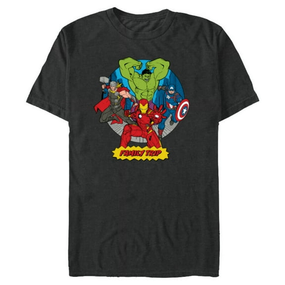 Marvel Avengers City Scene Super Hero Family Trip - Short Sleeve Blended T-Shirt for Adults - Customized-Dark Heather