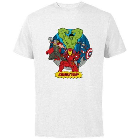 Marvel Avengers City Scene Super Hero Family Trip - Short Sleeve Cotton T-Shirt for Adults - Customized-White