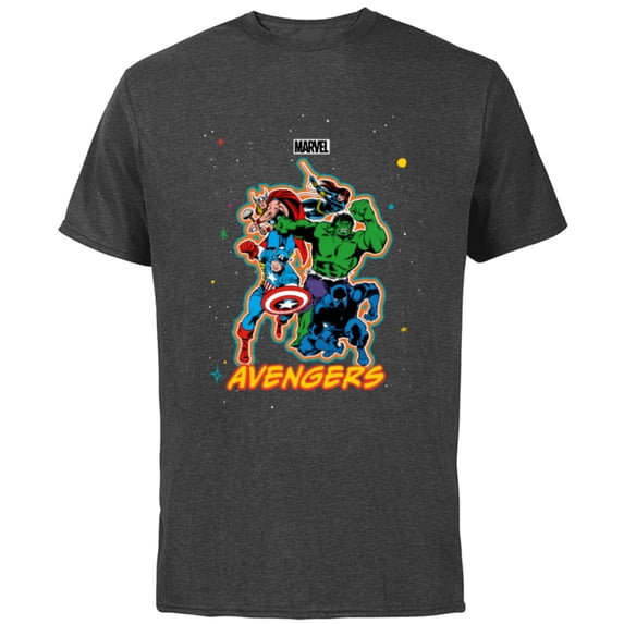 Marvel Avengers Classic Team Group Trip Vacation Matching - Short Sleeve Cotton T-Shirt for Adults - Customized-Charcoal