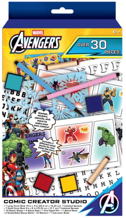 Marvel Avengers Comic Creator Studio Art Set with Stickers, Stamps & Markers  35-Piece Craft Kit
