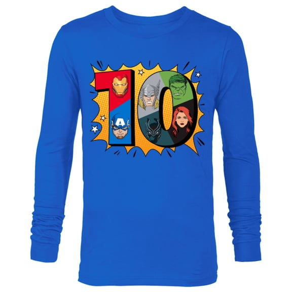 Marvel Avengers Comic Super Heroes 10th Birthday - Long Sleeve T-Shirt for Men - Customized-Royal