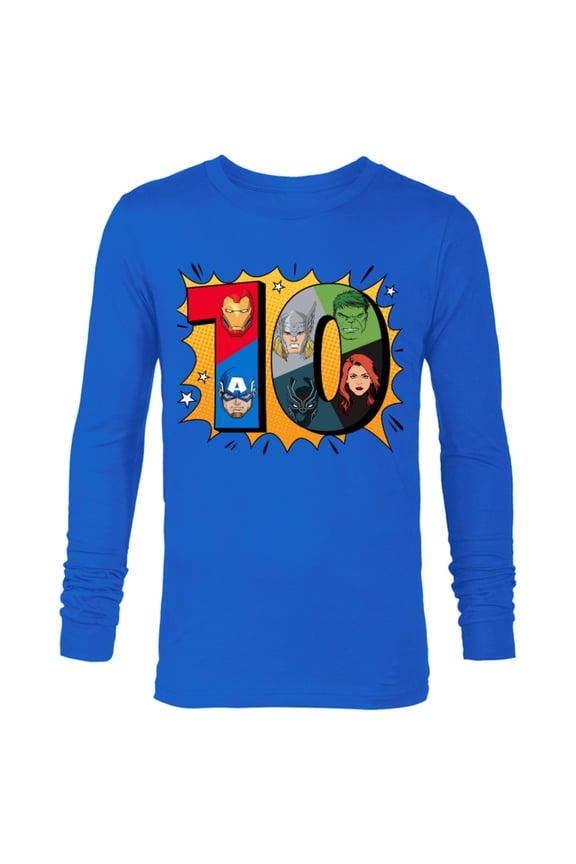 Avengers Comic Super Heroes 10th Birthday - Long Sleeve T-Shirt for Men - Customized-Royal
