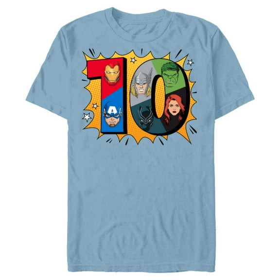 Marvel Avengers Comic Super Heroes 10th Birthday - Short Sleeve Blended T-Shirt for Adults - Customized-Ocean Blue