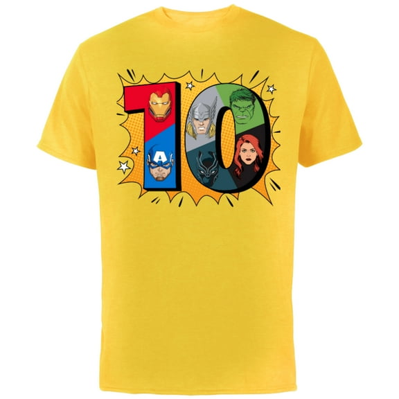 Marvel Avengers Comic Super Heroes 10th Birthday - Short Sleeve Cotton T-Shirt for Adults - Customized-Yellow
