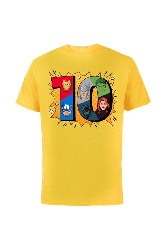 Avengers Comic Super Heroes 10th Birthday - Short Sleeve Cotton T-Shirt for Adults - Customized-Yellow