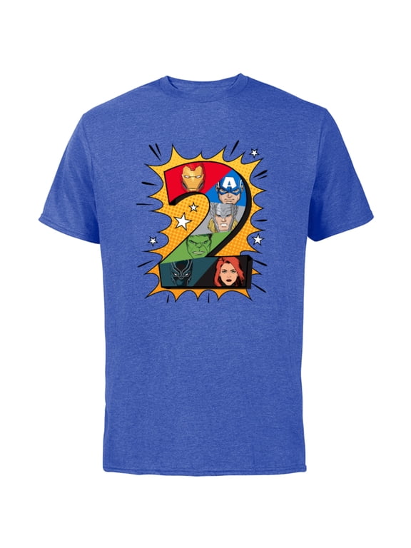 Avengers Comic Super Heroes 2nd Birthday - Short Sleeve Cotton T-Shirt for Adults - Customized-Royal Heather