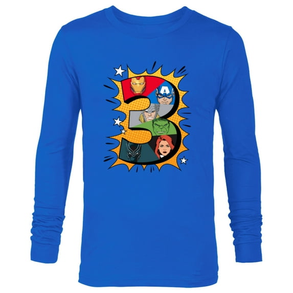 Marvel Avengers Comic Super Heroes 3rd Birthday - Long Sleeve T-Shirt for Men - Customized-Royal