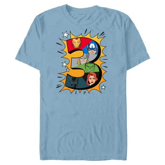 Marvel Avengers Comic Super Heroes 3rd Birthday - Short Sleeve Blended T-Shirt for Adults - Customized-Ocean Blue