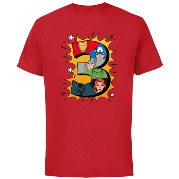 Marvel Avengers Comic Super Heroes 3rd Birthday - Short Sleeve Cotton T-Shirt for Adults - Customized-Red